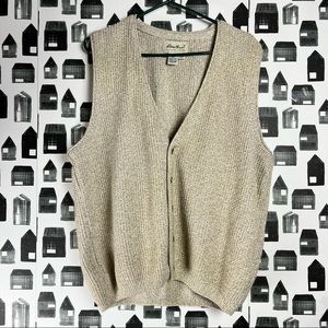 Eddie Bauer Men’s Knit Cream Button Up Vest
